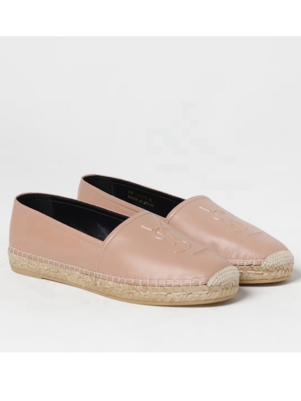 YSL Leather Monogram Espadrilles Flats Size 39.5 NEW